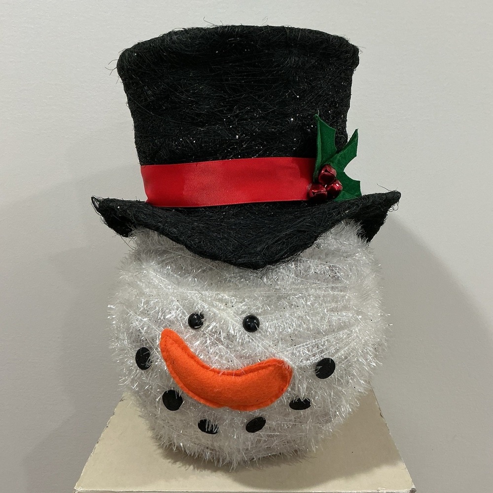 Vintage Cracker‎ Barrel Snowman Tree Topper Frosty Christmas Winter Top Hat